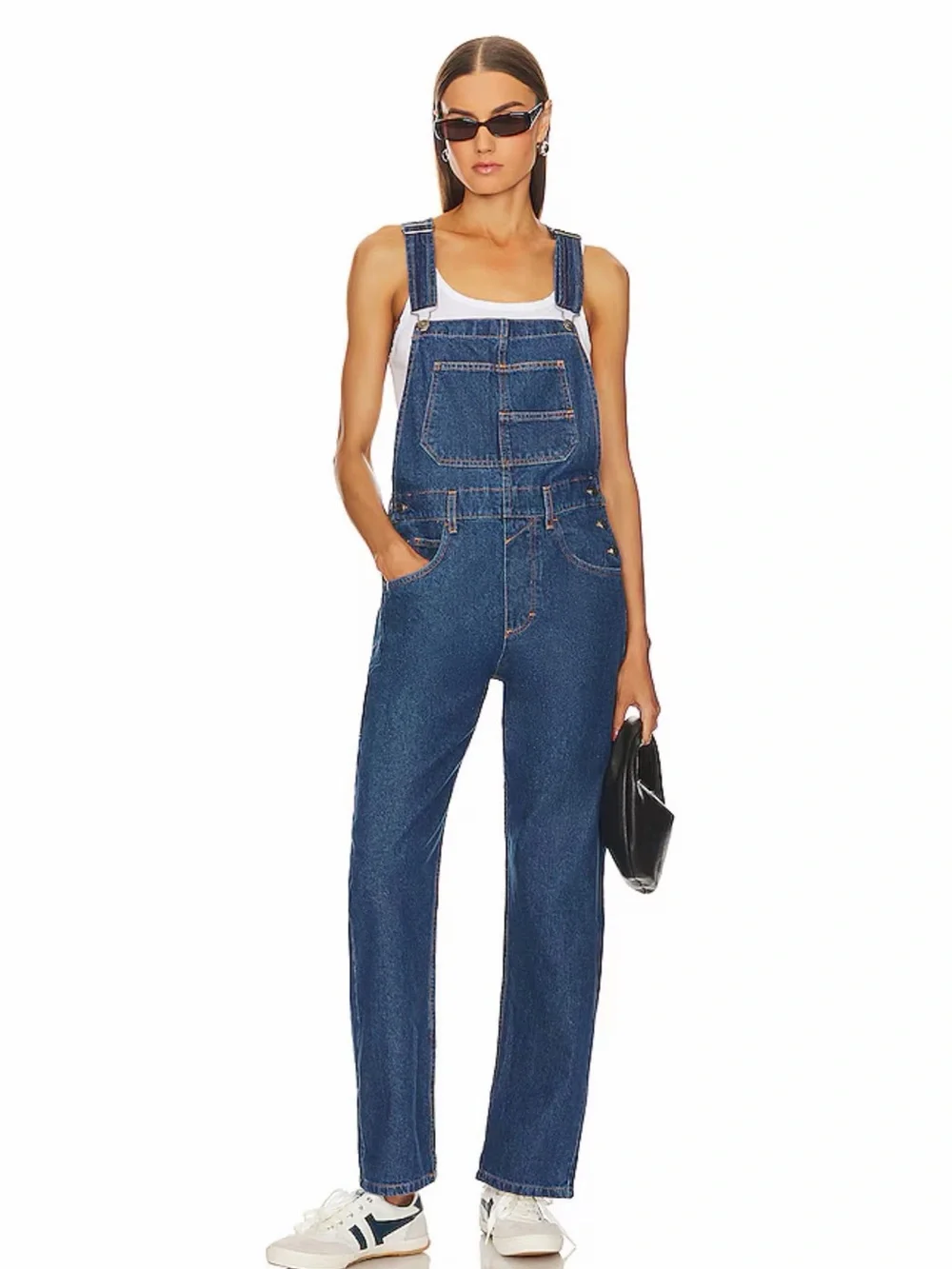 Free People We the Free Ziggy Overalls in Dark Wash Blue - M